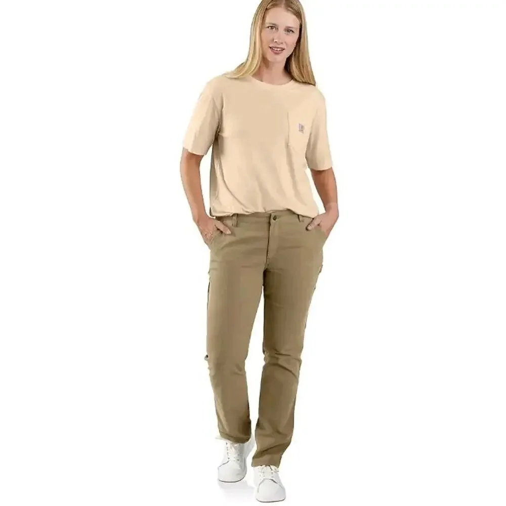 Carhartt Women's Carpenter Pants Tan Original Fit Straight Leg Sz 14 - Picture 2 of 13